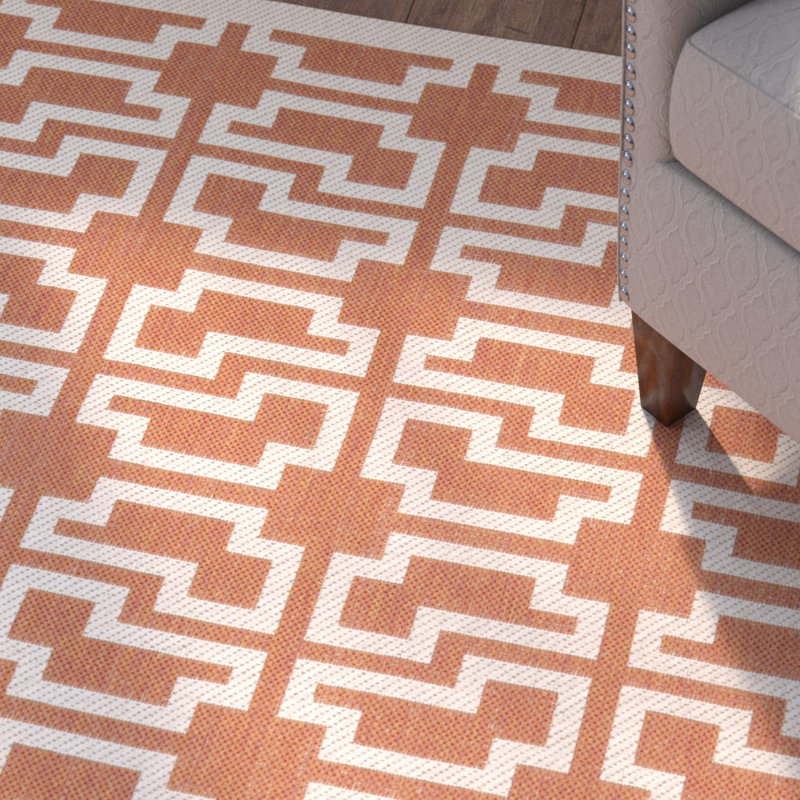 Arneshia Geometric Indoor / Outdoor Terracotta/Beige Area Indoor/Outdoor Area Rug, Rectangle 2'7" x 5'