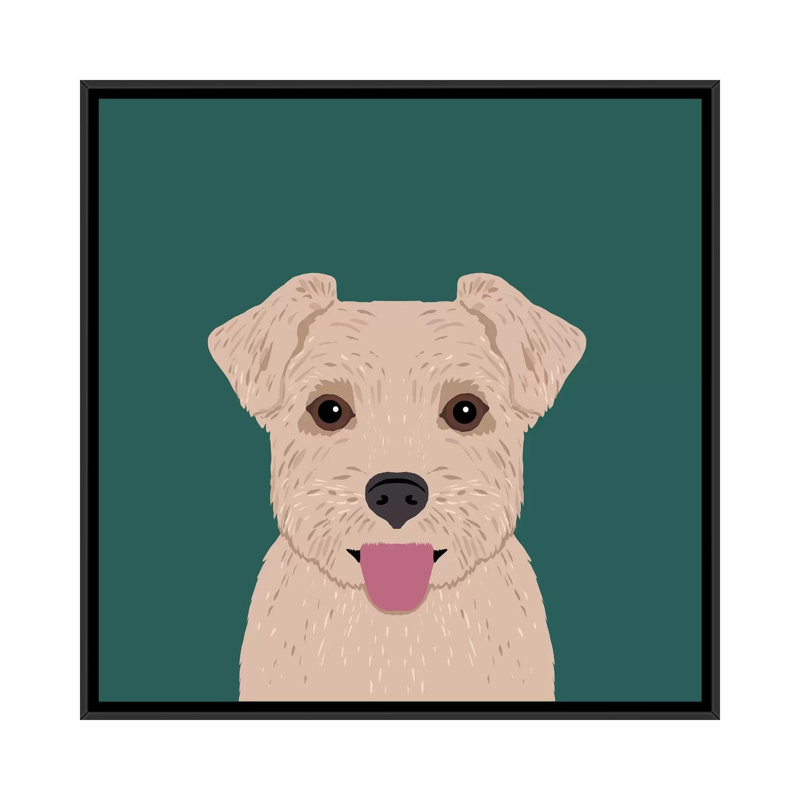 Norfolk terrier, impression sur toile tendue, H 18 po x l 18 po x P 1,5 po, Toile avec cadre noir, Pas de tapis