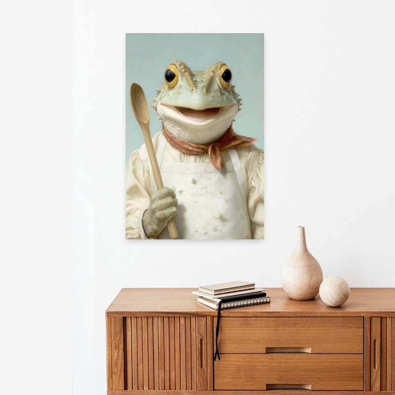 Art mural contemporain Happy Frog Cook, H 24 po x l 16 po