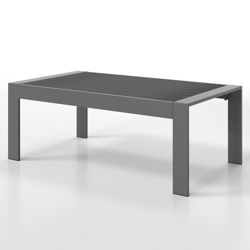 Table basse - Table légère en aluminium thermolaqué et verre - Utilisation polyvalente - Rectangulaire, Gris