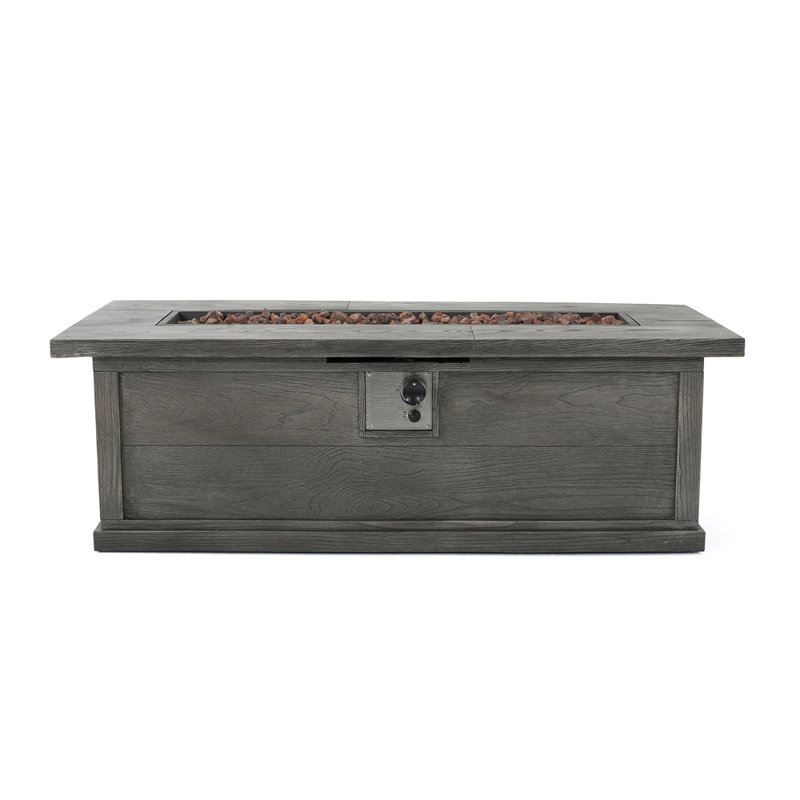 56'' Rectangular Outdoor MGO 50,000 BTU Propane Fire Pit, Wood Pattern (Tank Cover Not Included), Gray
