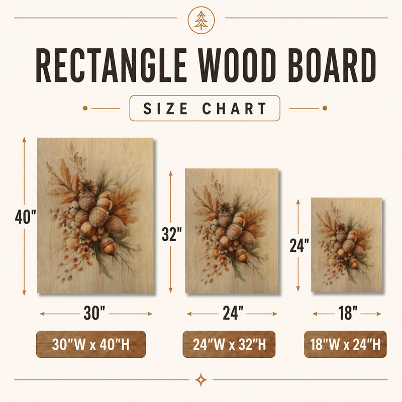 Forager's Acorn Collection II - art mural botanique en bois, H 24 po x l 18 po, Rectangulaire