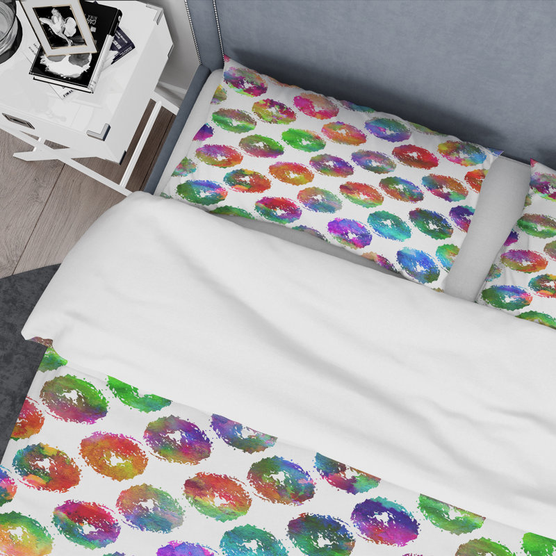 Ensemble de housse de couette en microfibre blanc / vert / bleu 2 pièces, Housse de couette pour lit simple + 1 taie décora