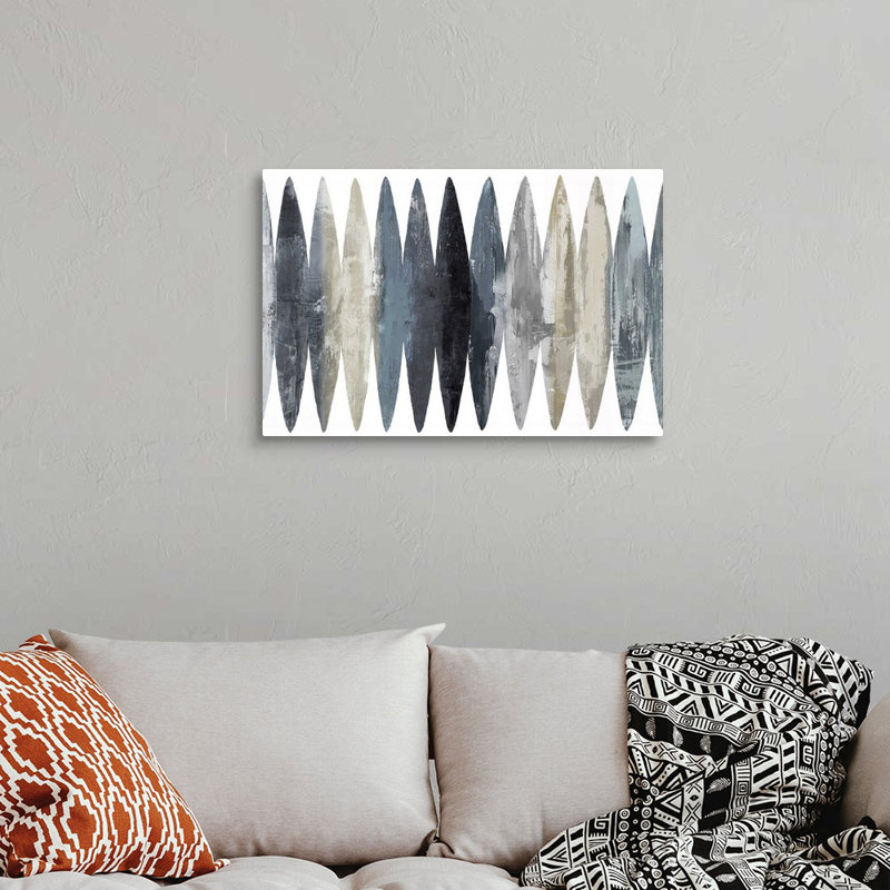 "Abstract Surfboard Gray" par David Moore - reproduction d'art sur toile, H 20 po x l 30 po, Toile tendue, No Frame