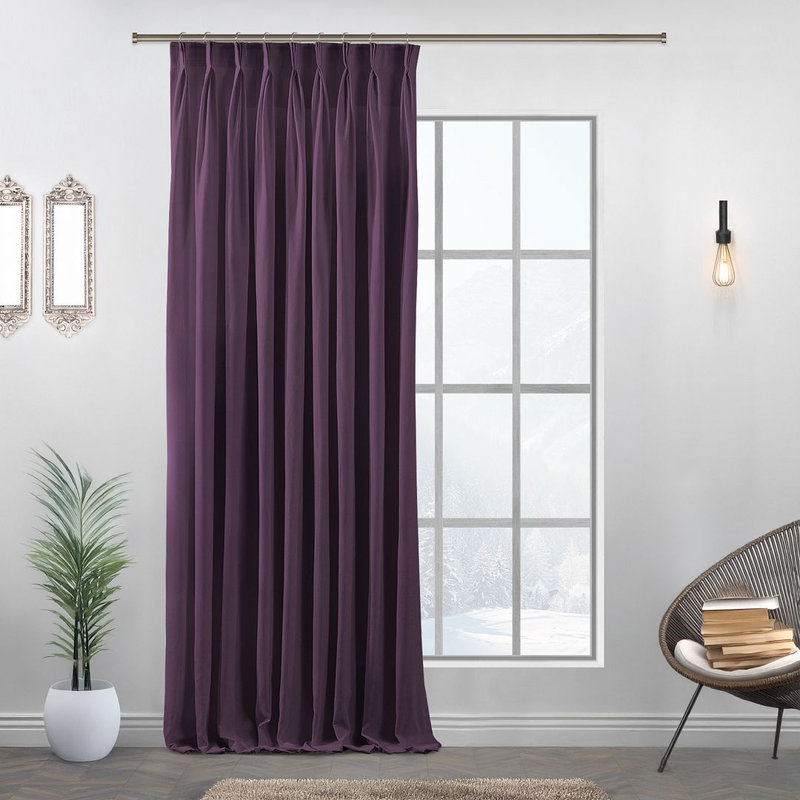 Room Darkening Single Curtain Panel, Purple, 190cm Width x 265cm Drop