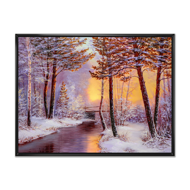 Sunshine Through Snowy Winter Landscape Vii - reproduction d'art sur toile, H 8 po x l 12 po x P 1 po