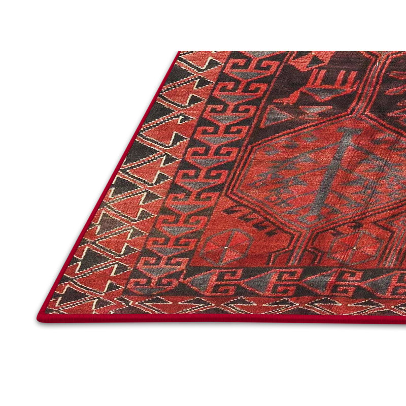 Tapis traditionnel mehroon/noir/bleu, Rectangle 5 pi x 7 pi