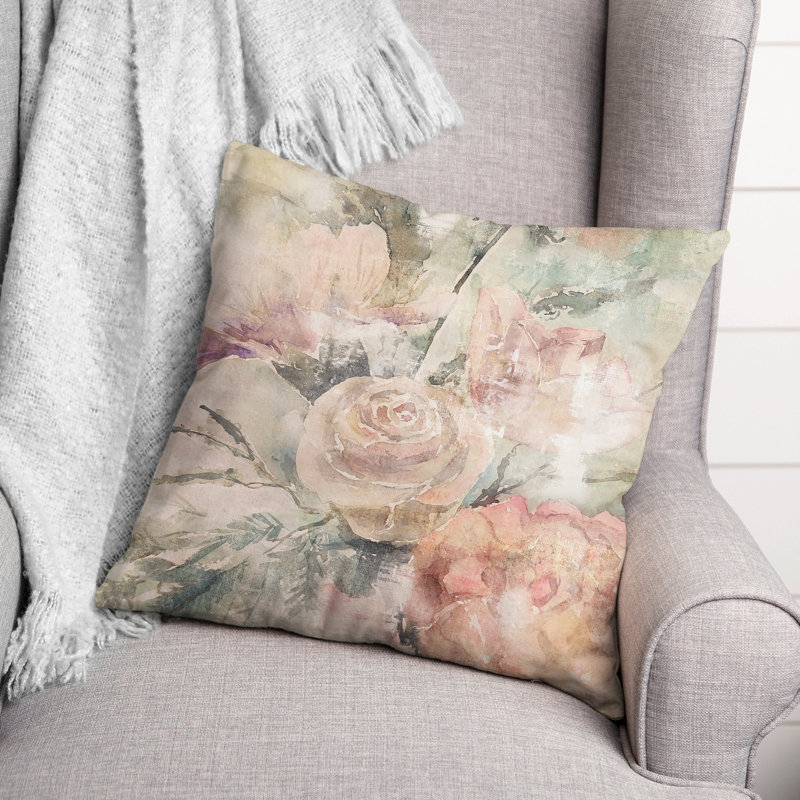 Floral Reversible Throw Pillow, 16" H x 16" W