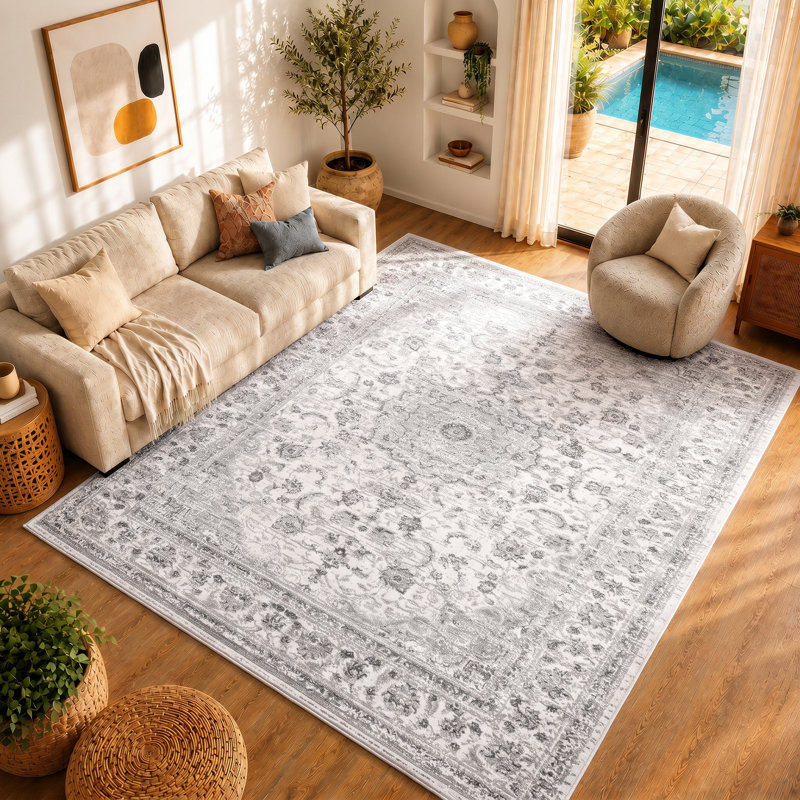Hinderliter Light Grey/Blue/White Rug, Rectangle 200 x 274cm