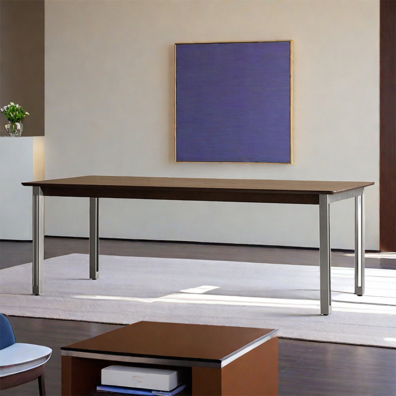 Table de maison simple en acier inoxydable moderne, L 35,43 po x L 86,61 po