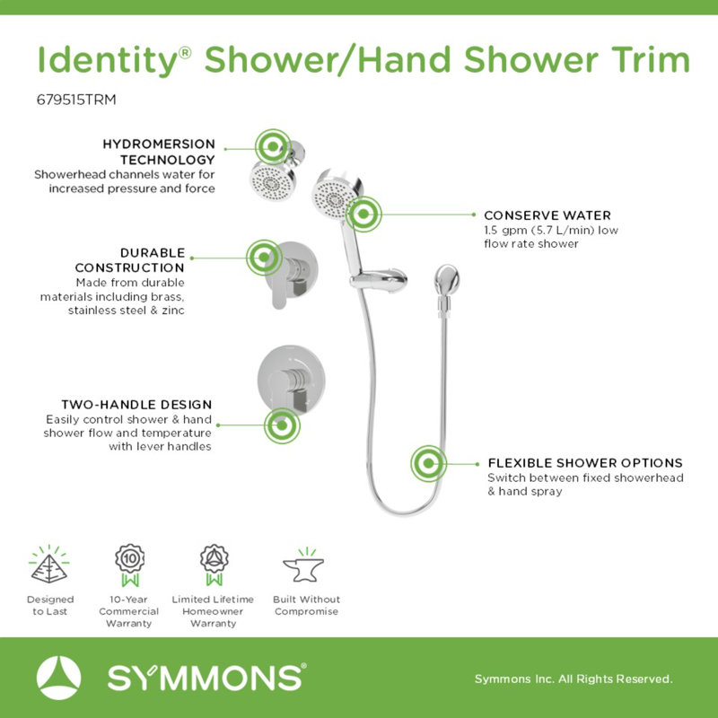 Identity HydroMersion Double Handle Shower System, Polished Chrome