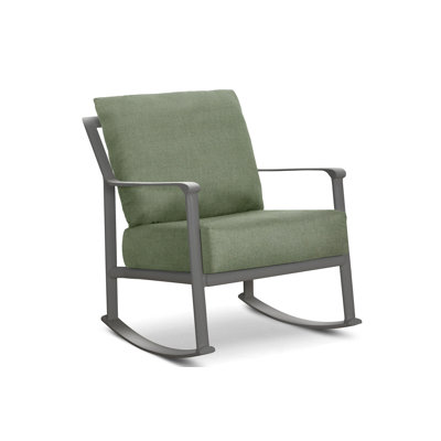 Chaise berçante d'extérieur en métal avec coussins