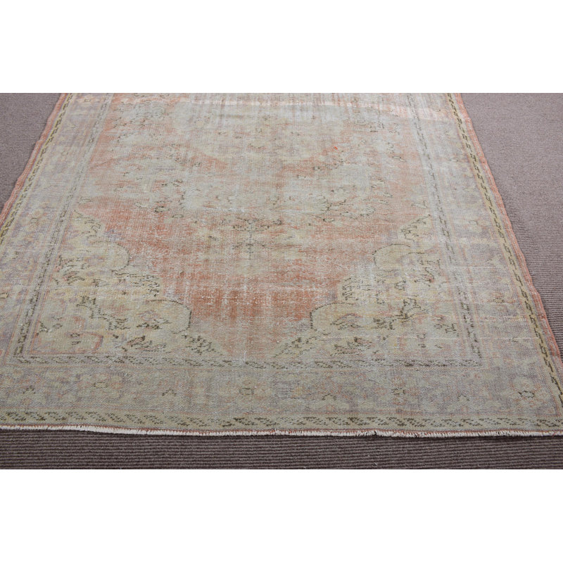 Tapis turc Oushak noué à la main de couleur orange vif - parfait pour les salles à manger
