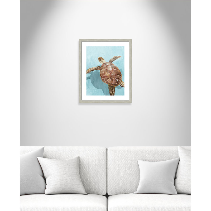 Tortue océanique II - reproduction de cadre photo, H 26 po x l 22 po x P 1,25 po, Cadre argent chaud