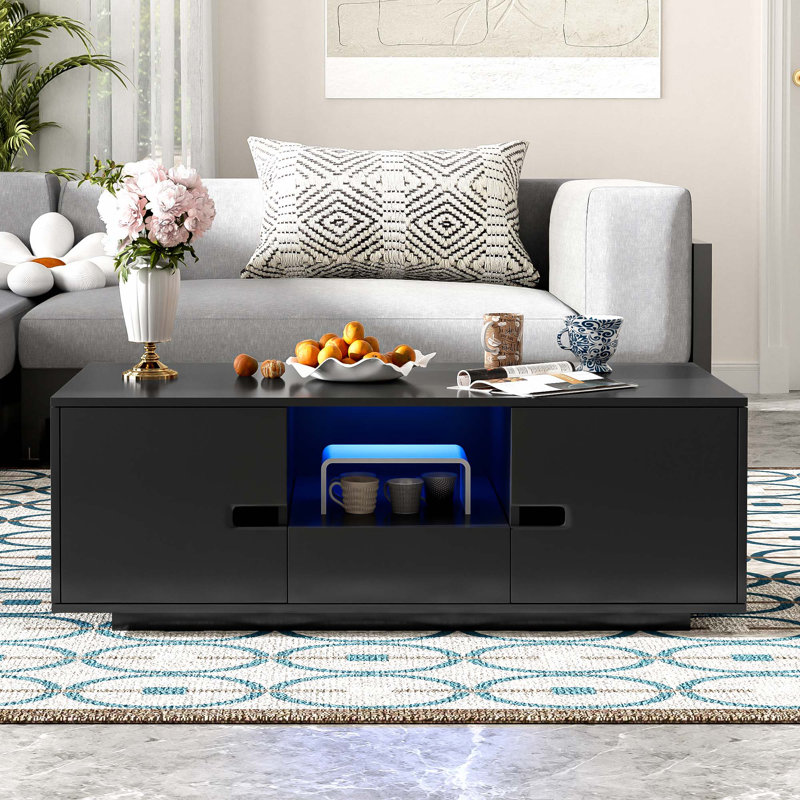 Table basse rectangulaire ultrabrillante, Noir