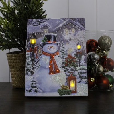 Welcoming Snowman 8x6 Lighted Tabletop Canvas