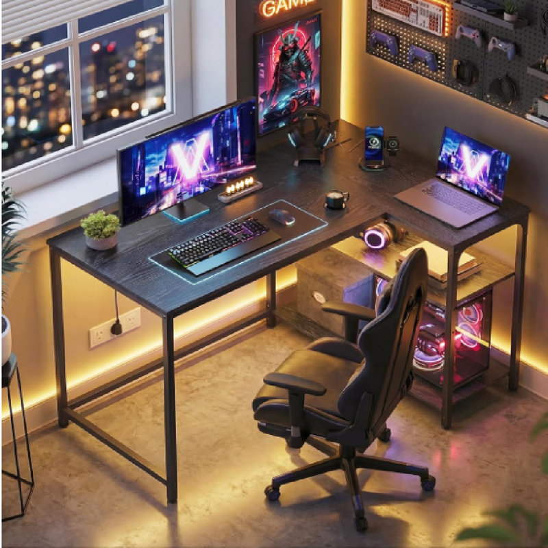 Metal Base Computer Desk, Black
