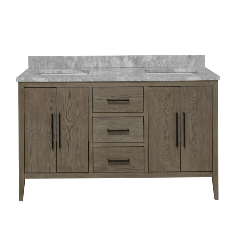 Calgary 60" Double Bathroom Vanity Set, Gray Oak