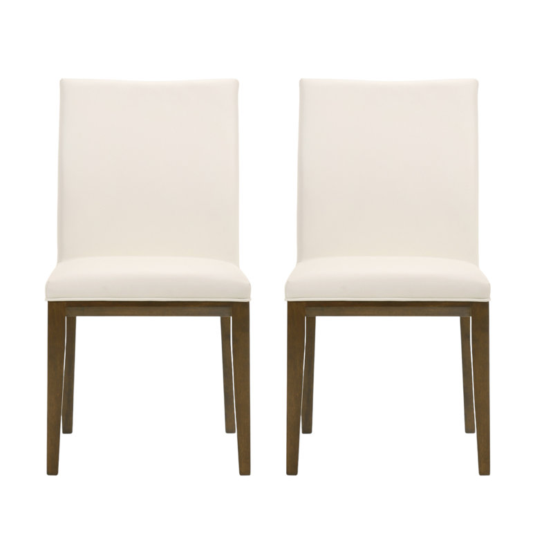 Ensemble de deux chaises d'appoint en cuir blanc et brun