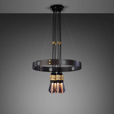 6 - Light Solid Brass Bulb Chandelier