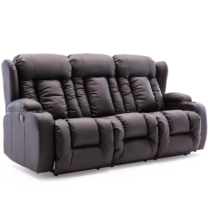 Deneishia 3 Seater Reclining Sofa, Brown