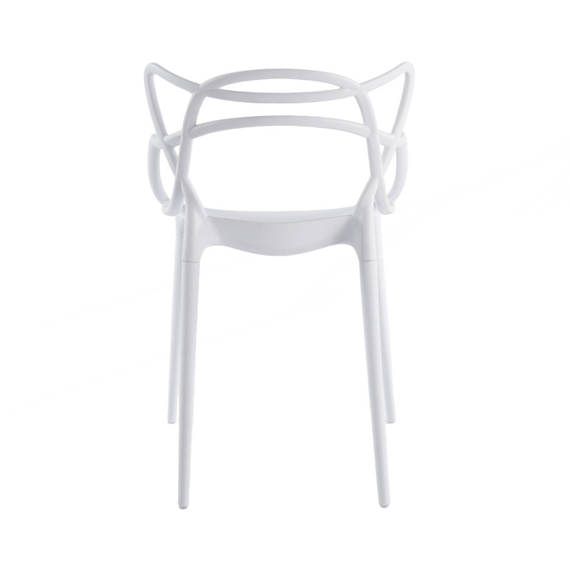 Ensemble de 4 chaises de salle à manger contemporaines en plastique transparent au design unique, White, White, White
