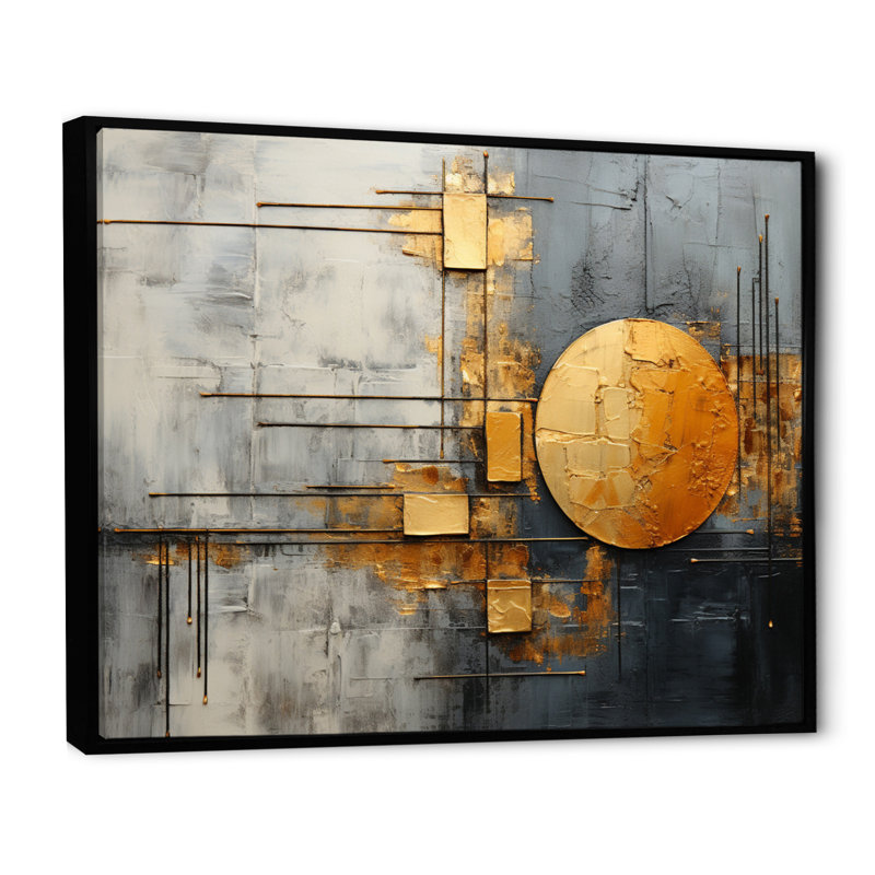 Reproduction d'art sur toile encadrée dorée et dorée, H 16 po x l 32 po x P 1 po, Cadre flottant noir