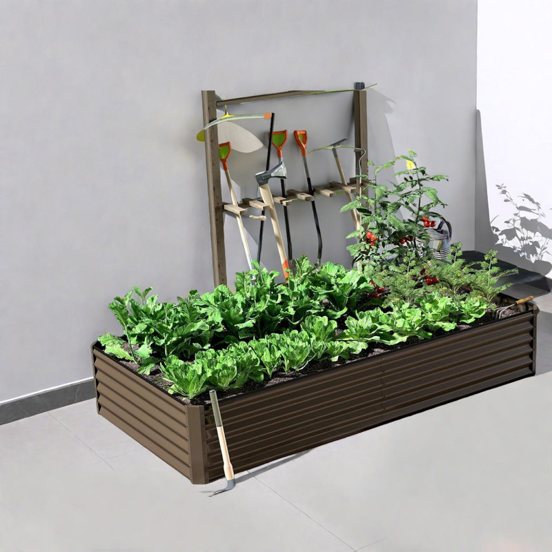 Jardinières en acier durable, lit de jardin galvanisé spacieux pour une utilisation extérieure
