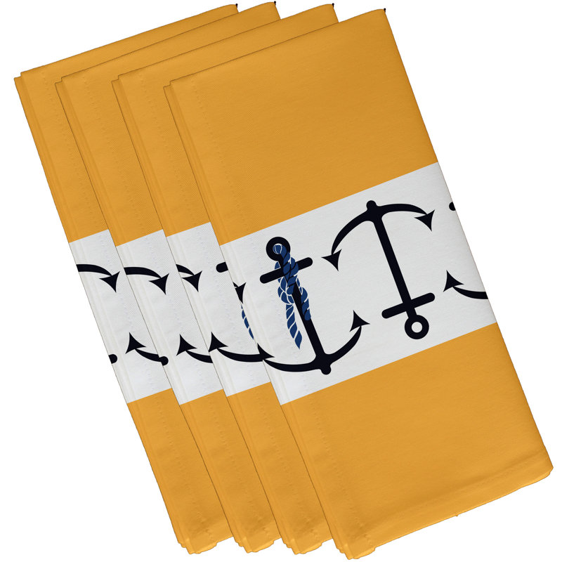 Hancock Polyester Nautical Square Napkin, Yellow