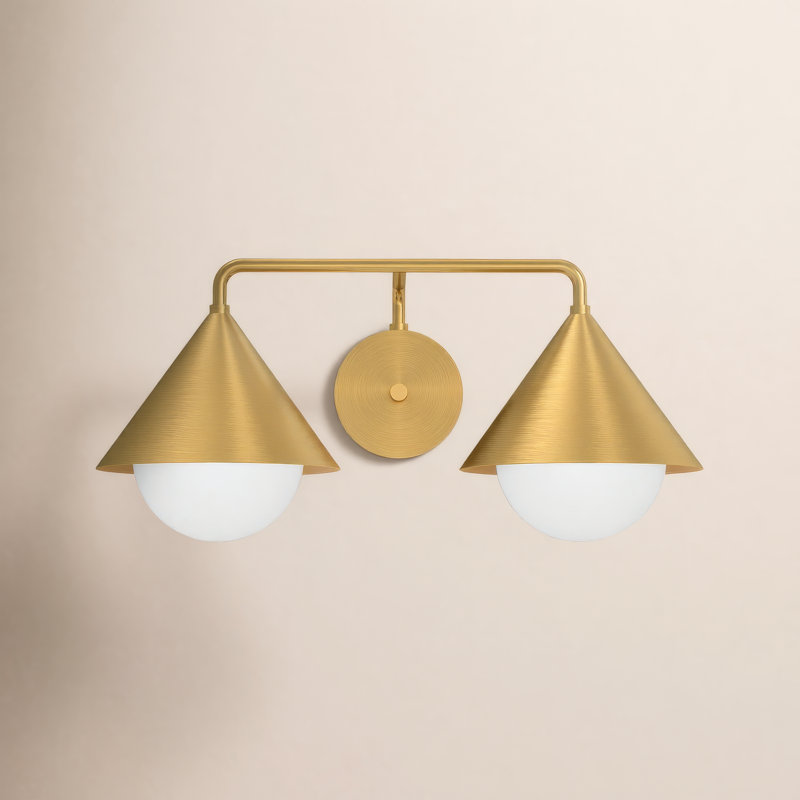 Ireland Armed Sconce, Brushed Gold/Opal Glass