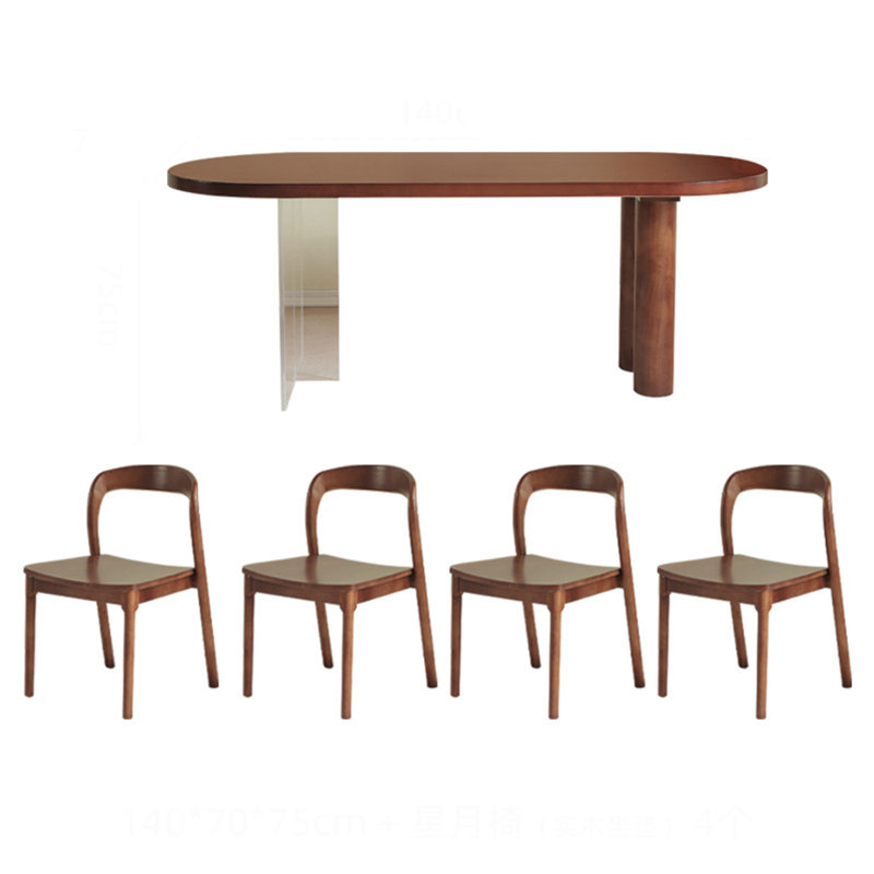 Ensemble de table à manger ovale de style chinois rétro, 29.5"H x 62.9"L x 31.4"W