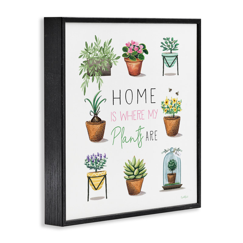 «Home Where Plants Are», estampe numérique par Elizabeth Tyndal, H 12 po x l 12 po, Giclée encadrée noir minuit