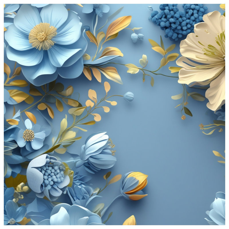 Couvertures d'arrangement floral bleues, 50in W x 60in H