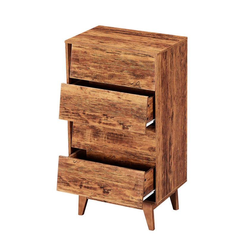 Commode de chambre à coucher 4 tiroirs avec panneaux biseautés