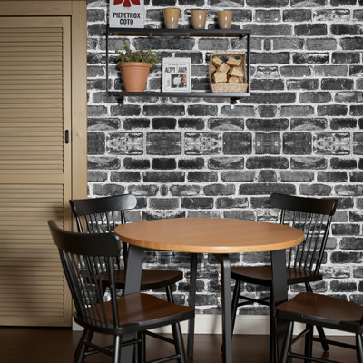 Peel and Stick Wallpaper 17.7x393.7 in Gray Brick Waterproof for Bedroom