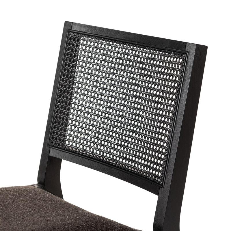 Sage Upholstered Dining Chair, Black Linen Blend, Brushed Ebony Beech