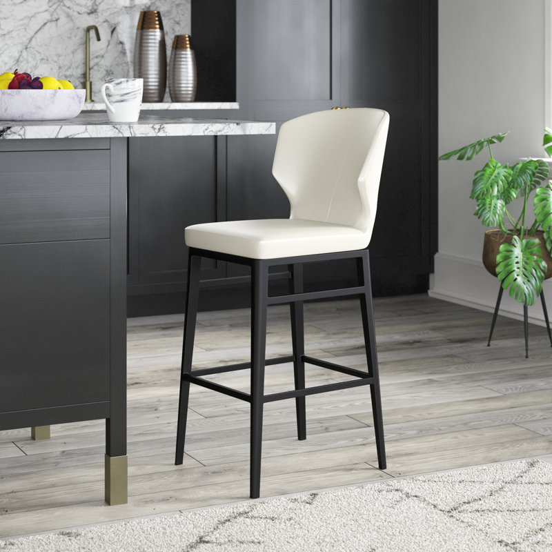 Tabouret de bar et de comptoir Weiser, Similicuir beige, Tabouret de comptoir (assise de 26 po de hauteur)