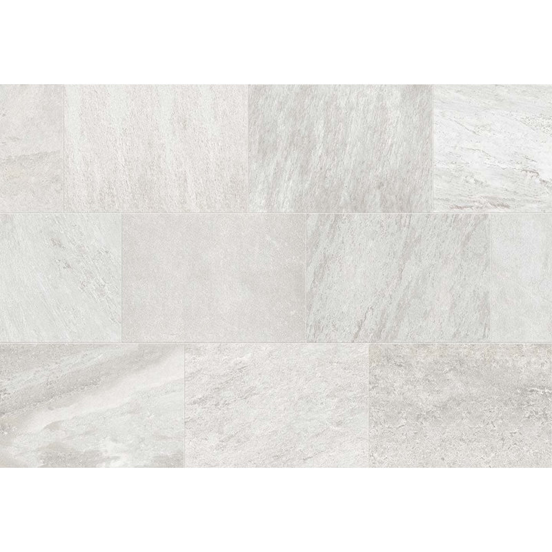 Carreau de porcelaine 12 po x 48 po aspect pierre, Blanc cassé