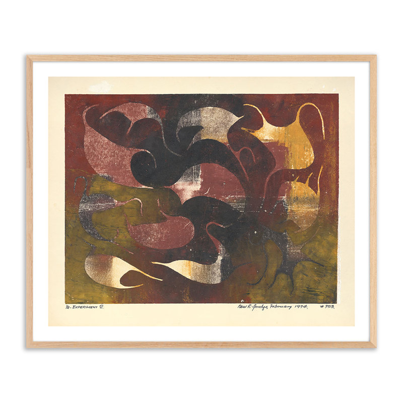 Experminet II Print by Pepi Sprohge, 40" H x 48" W x 2.5" D, Light Brown Single Picture Framed