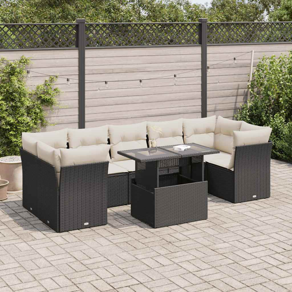 Vidaxl 8-Tlg. Garten-Sofagarnitur Mit Kissen Beige Poly Rattan