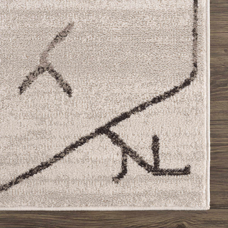 Jaschar Southwestern Beige/Black Area Rug, Rectangle 2' x 3'