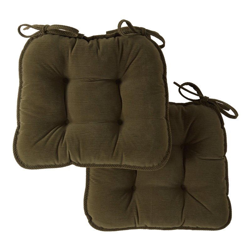 Indoor Reversible Tufted Corduroy Seat Cushion, Sage