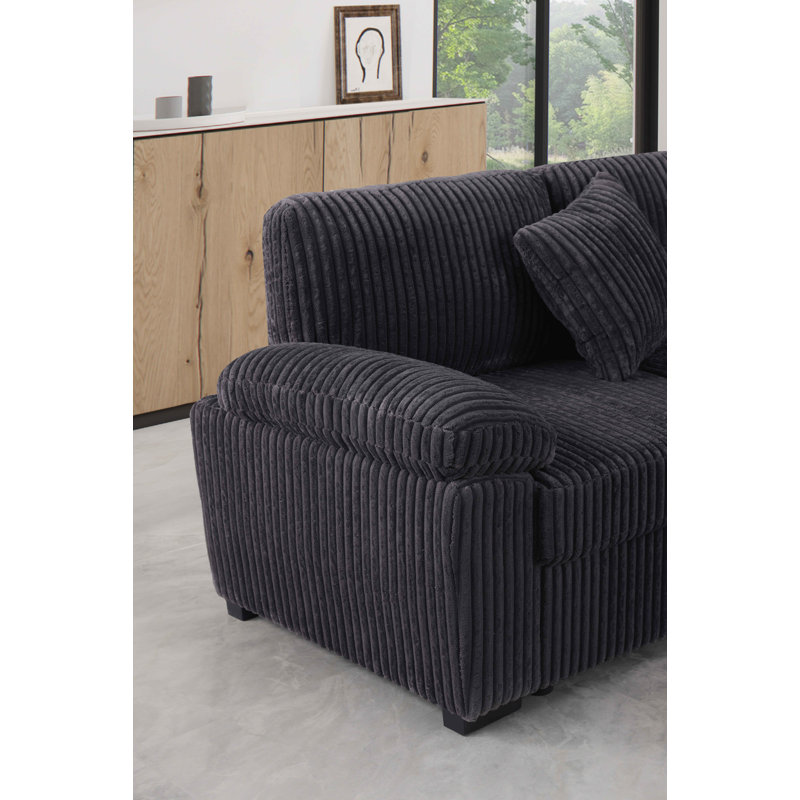 Canapé-lit surdimensionné en U surdimensionné avec méridienne avec rangement et méridienne pour le salon, Tissu gris foncé
