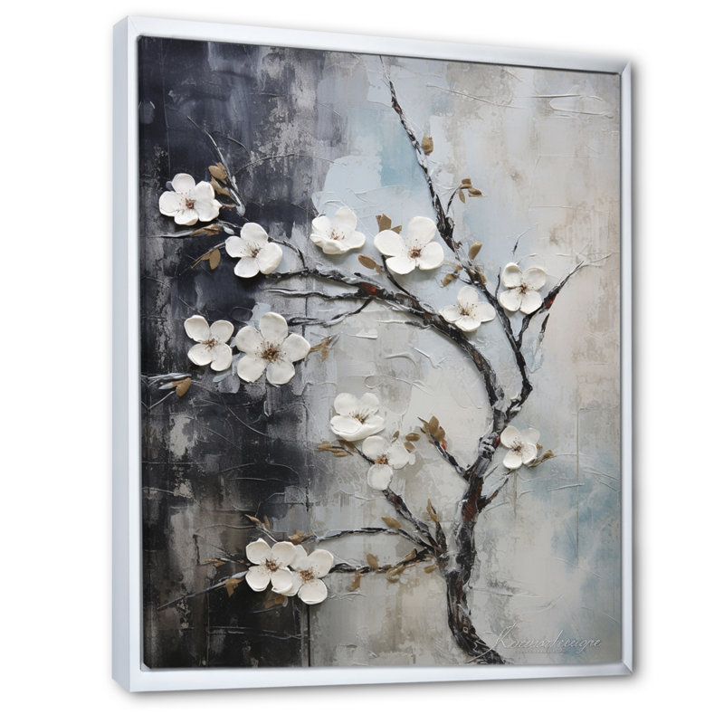 Pomme en fleurs Harmony, H 32 po x l 24 po x P 1 po, Cadre flottant blanc