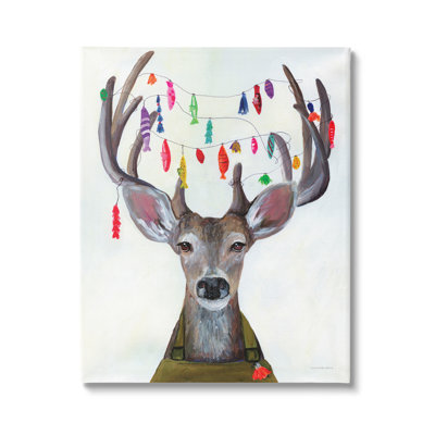 " Fisherman Deer Floater Bait Antlers Cute Painting " by Kamdon Kreations