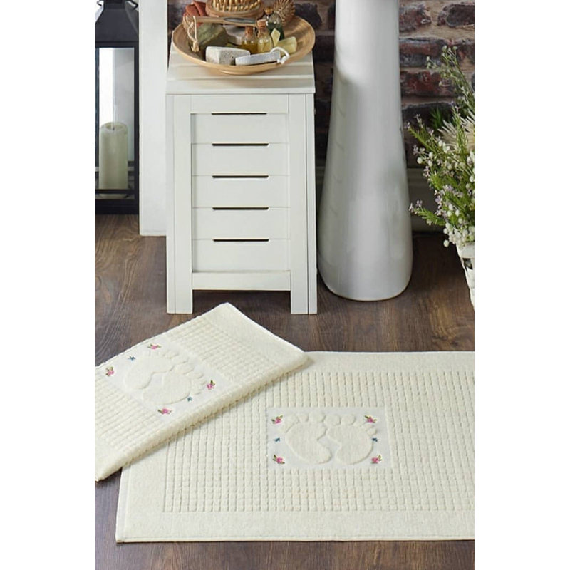 Ensemble de tapis pour salle de bain 3 pièces Chiraca, Crème