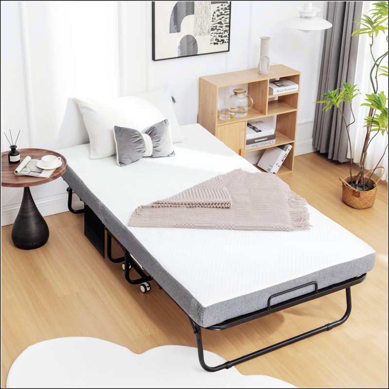 Lit pliable avec matelas et housse de rangement, portable et confortable pour les adultes, Simple, Noir