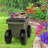 Rolling Garden Cart with Seat - Plastic Storage with Bench and Interior Tool Tray - Gardening Stool for Weeding and Planting by Pure Garden-101645369