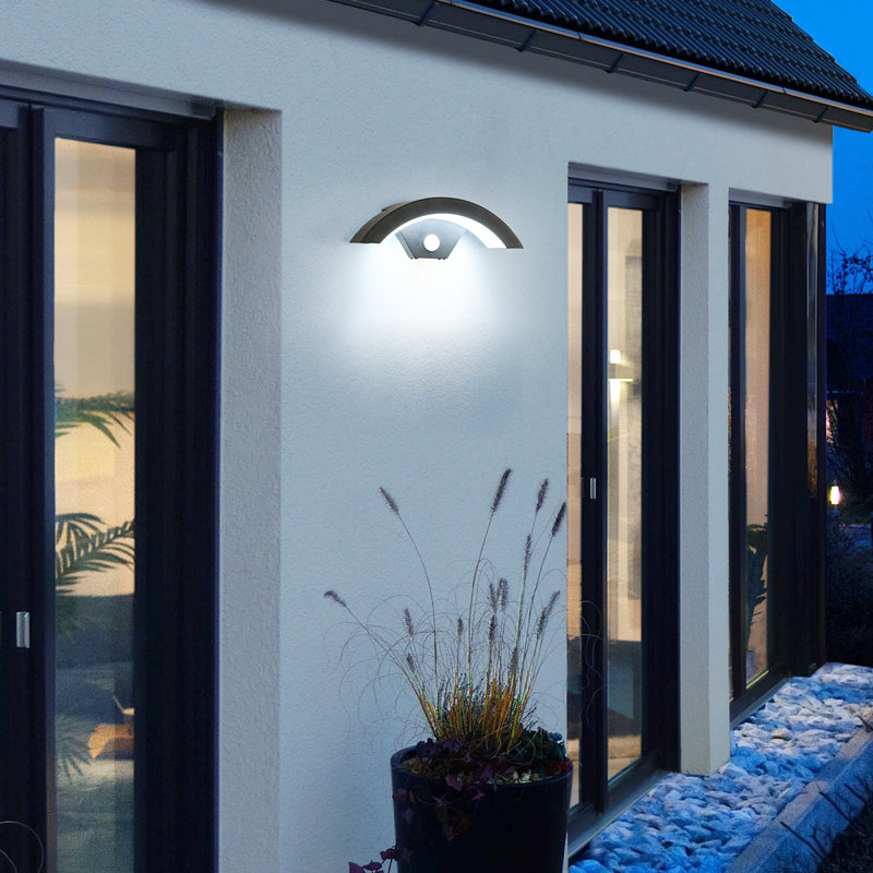 Aedan Black Integrated LED Outdoor Wall Light Built-in Motion Sensor, 6500K