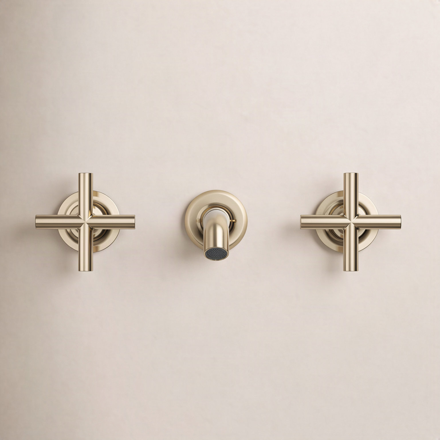 Purist Wall-Mounted Bathroom Faucet, Vibrant French Gold, Cross Handle